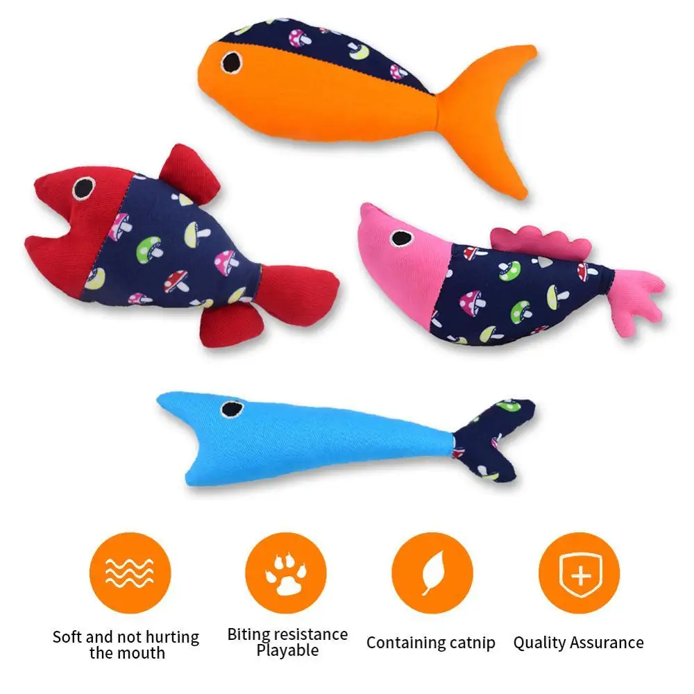 

4Pcs Cat Catnip Toys for Cat Playing Chewing Teeth Cleaning Creative Pillow Pet Cat Teeth Grinding Chew Squeaky Toys Pet Product