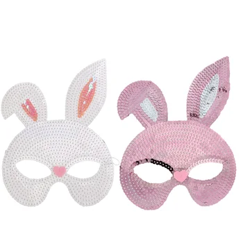 

Sequin Rabbit Mask Women Half Face Party Cosplay Accessories for Easter