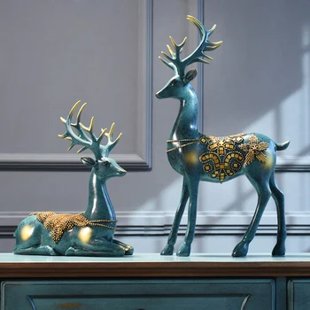 

NORDIC HOME DECORATION DEER HEAD RESIN STATUE FIGURINE HOME DECOR STATUES ACCESSORIES/MODERN SCULPTURE BEELDEN DECORATIE ART