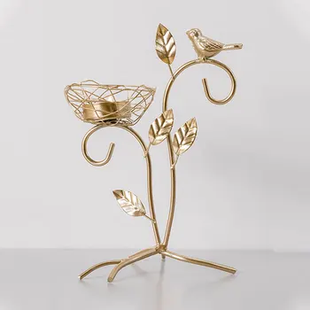 

Bedroom Tabletop Candle Holder Romantic Wedding Party Candlestick Home Decor Golden Bird Iron Living Room Dinner Table Ornament