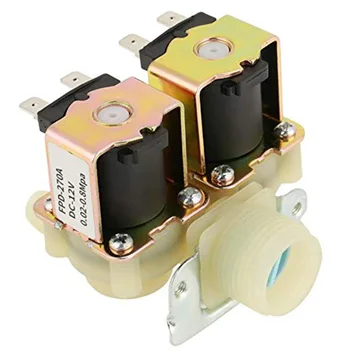 

SHGO HOT-DN20 G3/4 DC 12V Dual Head Electric Water Inlet Solenoid Valve Normally Closed for Washing Machine 0-40 Degree Temperat