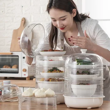 

Practical Plastic Multi-layer Thermal Insulation Food Fresh-keeping Cover Free Combination Anti-mosquito Dessert Fruit CapsLA659