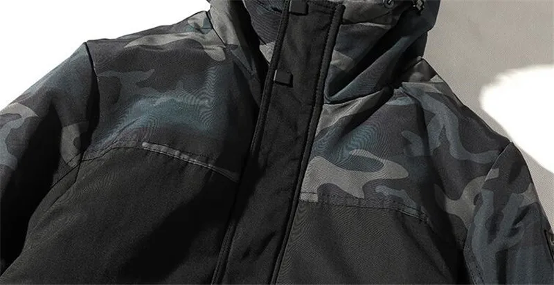 MORUANCLE Men's Winter Warm Jackets And Coats With Hood Cotton Lined Camouflage Parkas Outerwear For Man Thick Thermal Overcoat