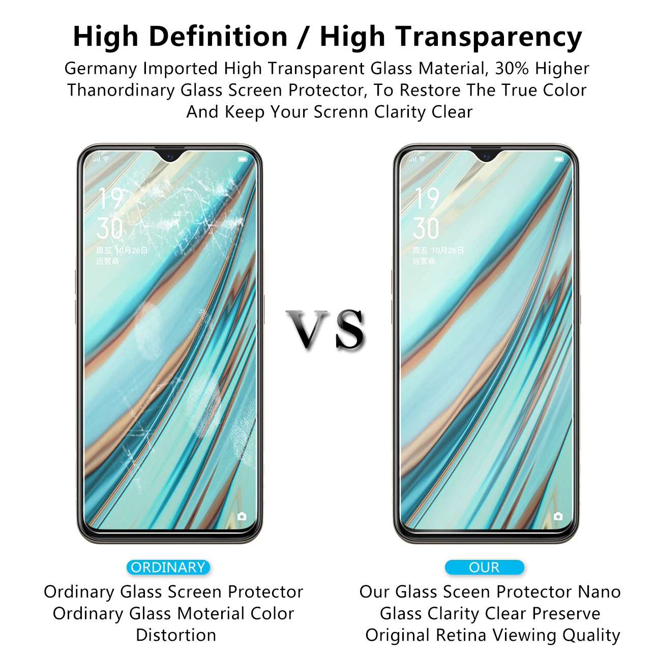 Закаленное стекло для Oppo A9 2020 Защитное экрана 2.5D 9H Премиум защитная