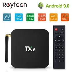 Android 9,0 ТВ коробка TX6 4 Гб Оперативная память 64 GB 5,8G Wifi Allwinner H6 4 ядра USD3.0 BT4.2 4 K HD Поддержка проигрыватель google Youtube Tanix TX6