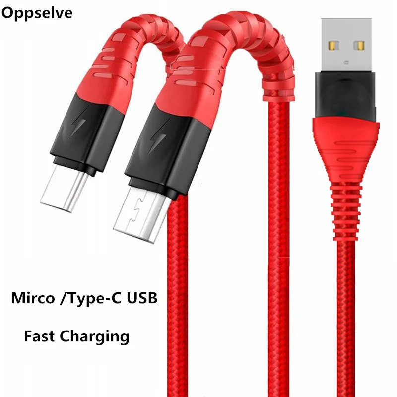 Oppselve usb кабель в оплетке type C и Micro USB кабель для зарядки samsung Xiaomi LG Tablet Redmi note 7 зарядный шнур для мобильного телефона