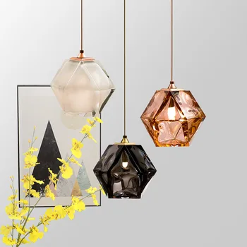 

Modern Minimalist Glass Pendant Lights Restaurant Bedroom Bedside Creative Geometric Led Pendant Lamp Nordic Design Haning Lamp