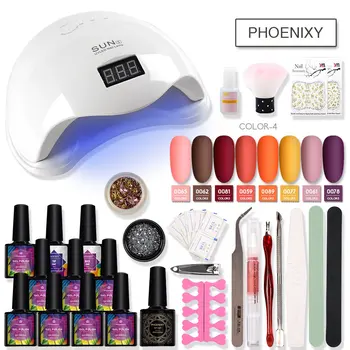 

Manicure Set Nail Polish Set 48W LED Lamp Set For Nail Extension Semi Permanent Decoration Nail Art Tools Frosted Nail Kit