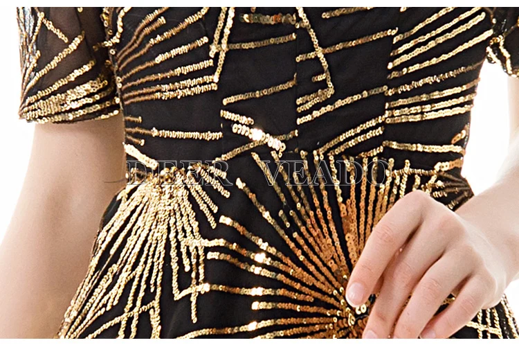 DEERVEADO YS472 золотые платья для выпускного вечера со стразами длинные прозрачные сзади сексуальные платья для вечеринок платье для выпускного вечера De Soiree