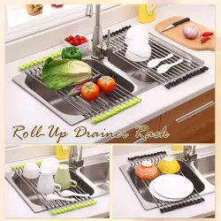 TPR + 304 Stainless Steel Magic Rolling Rack For Kitchen Drainer Rack Magic Rolling Rack