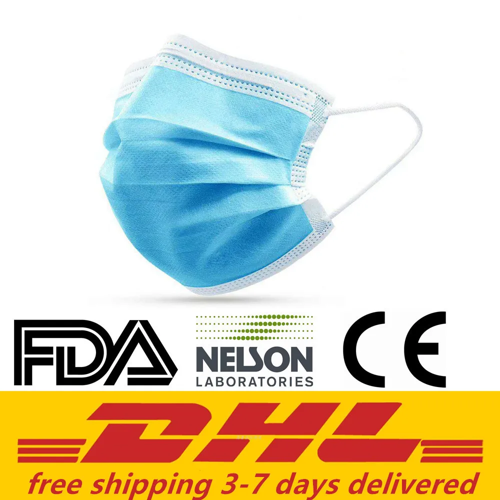 

DHL Freeshipping Safe Disposable Masks for Germ Protection 3 Layer Face Mask N95 Mouth Cover Anti Virus Dust Droplets Protective