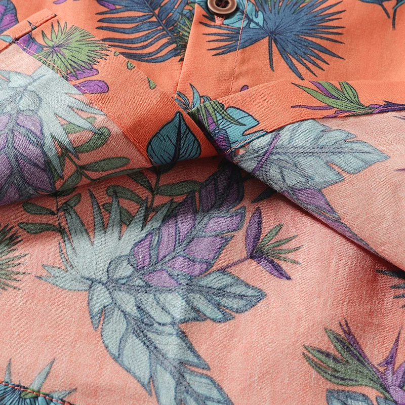 Летняя новая стильная повседневная рубашка для мальчиков рубашка с короткими рукавами и принтом в виде листьев рубашка песочного цвета в европейском и американском стиле