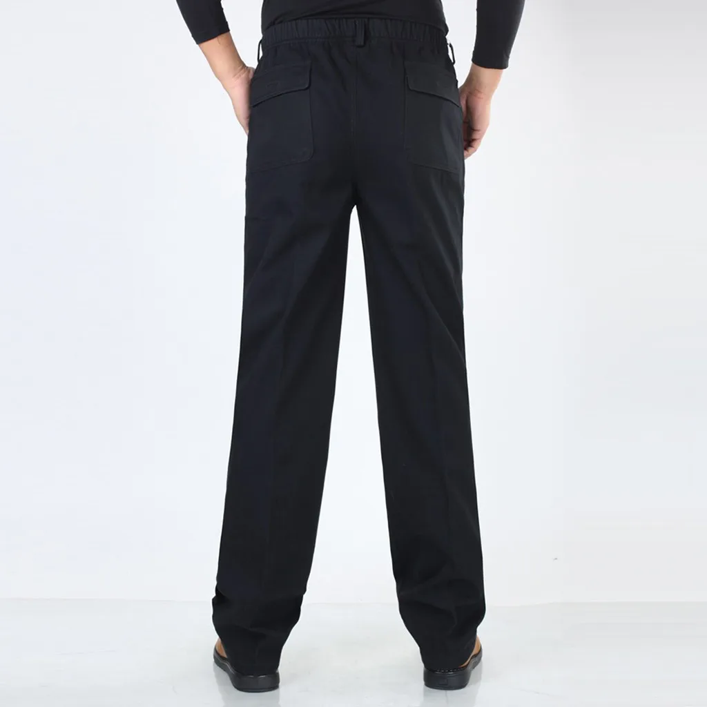 Womail Men's Pant Autumn Loose Business Casual Straight Pant Male leisure trouser elastic middle-aged pant Straight trouser P108