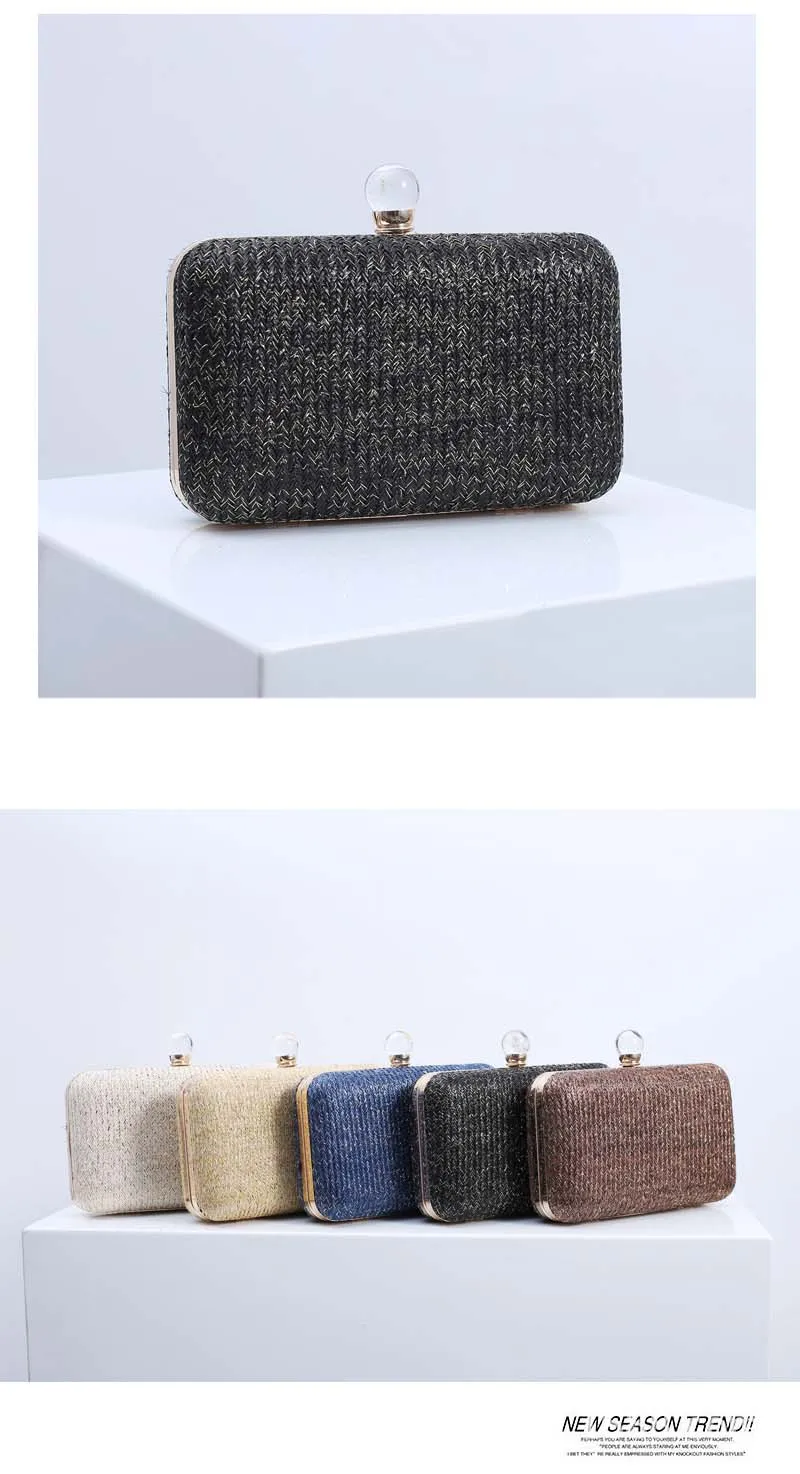 Luxy Moon Woven Straw Clutch Bag Available Colors