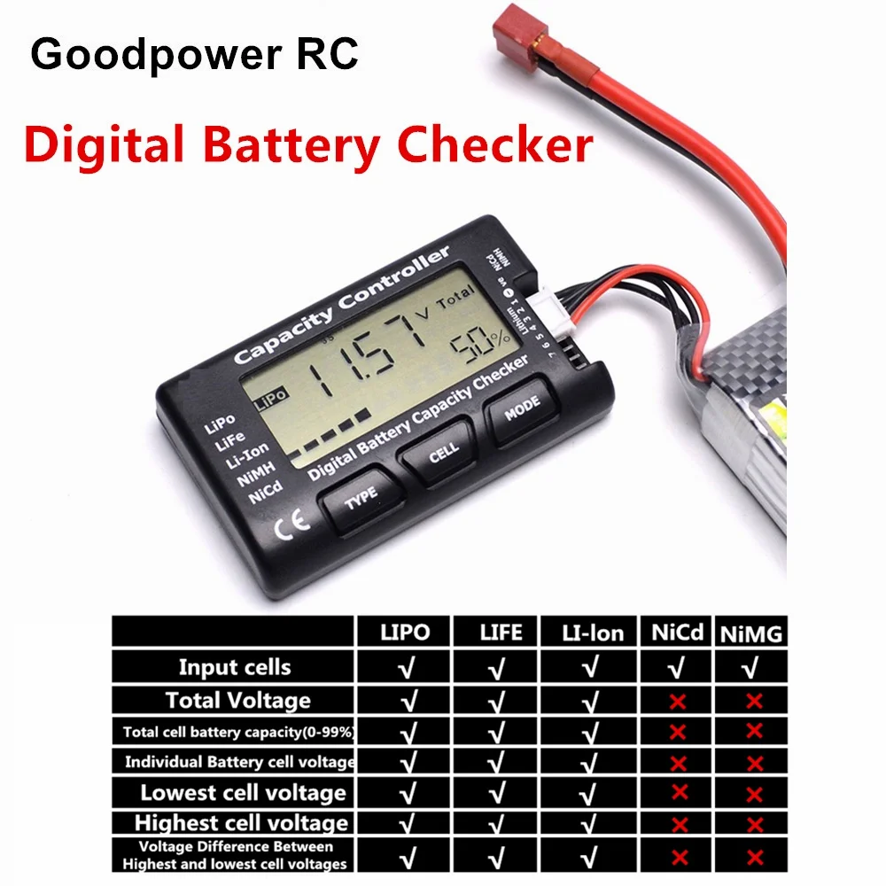 RC CellMeter 7 цифровой Батарея Ёмкость проверки LiPo LiFe литий ионный никель металл