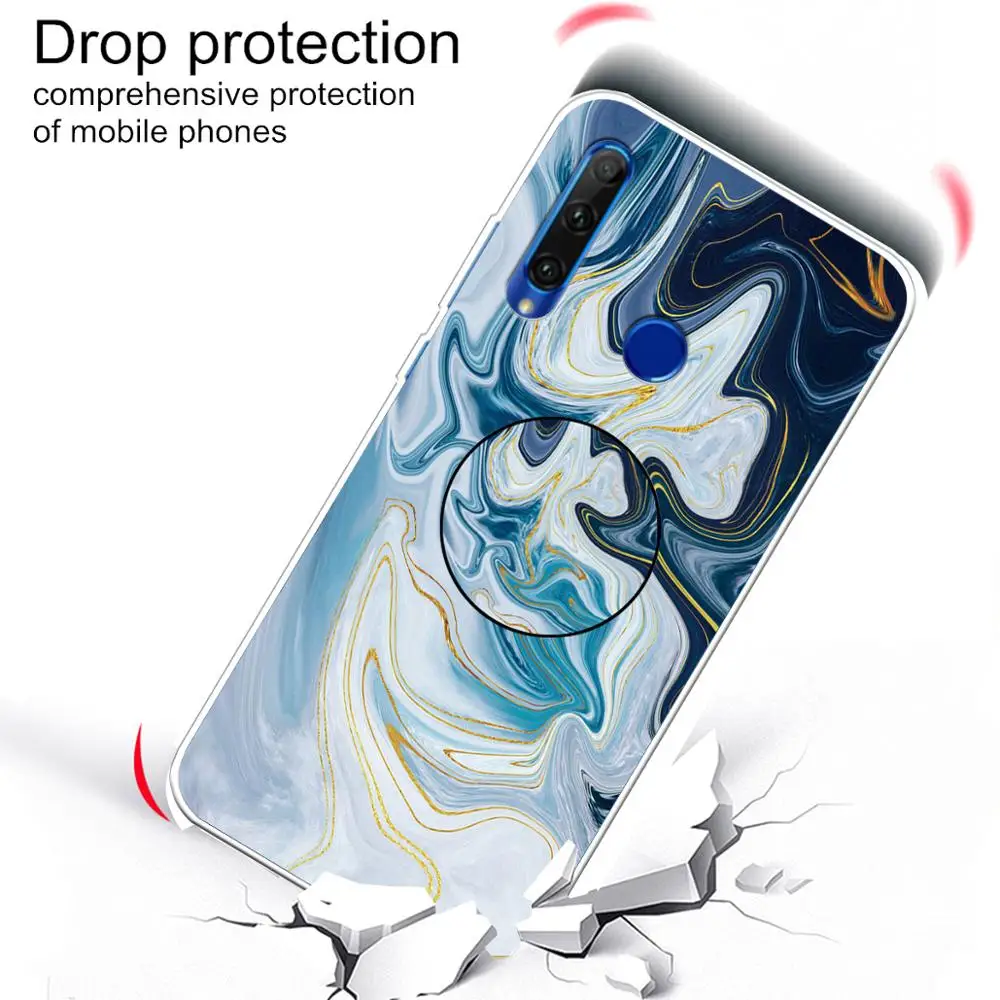 

100pcs/lot Marble Grain Phone Case For Huawei Honor 10i 20i 10 Lite P Smart Plus 2019 Stand Holder Silicone Back Cover Coque