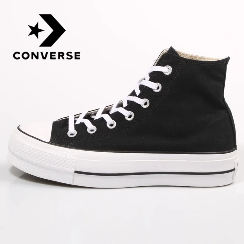 Женские кроссовки на платформе Converse Chuck Taylor черные повседневные с высоким верхом