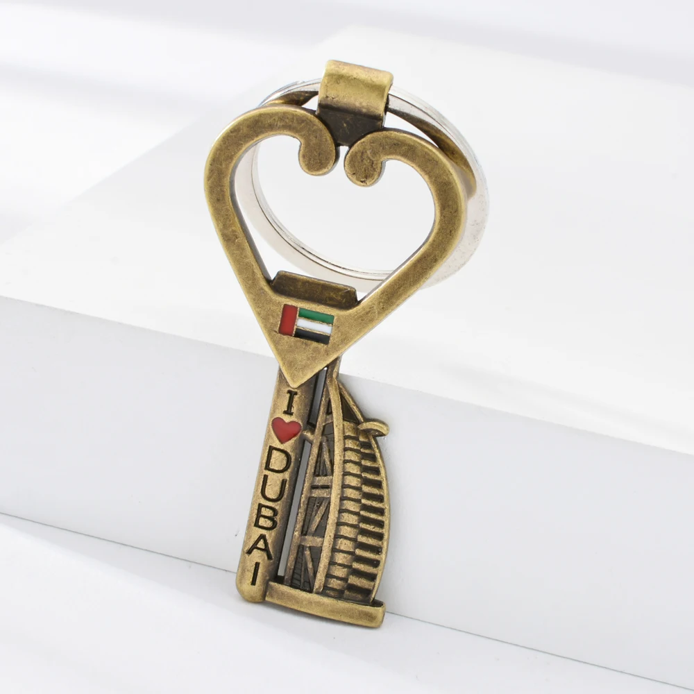 Креативный брелок с надписью «I Love Дубай» и надписью «Burj Al Arab Emboss», сувенирный брелок для бутылок, многофункциональное кольцо для ключей в подарок
