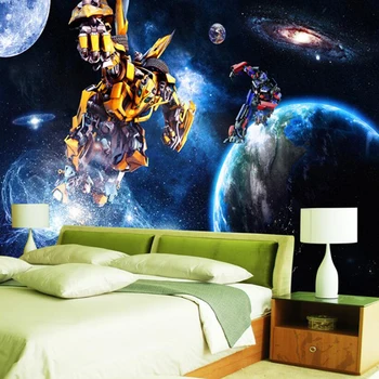 

Custom 3D photo wallpaper Transformers mural children room Bumblebee Optimus Prime pillar bedroom background wall Self Adhesive