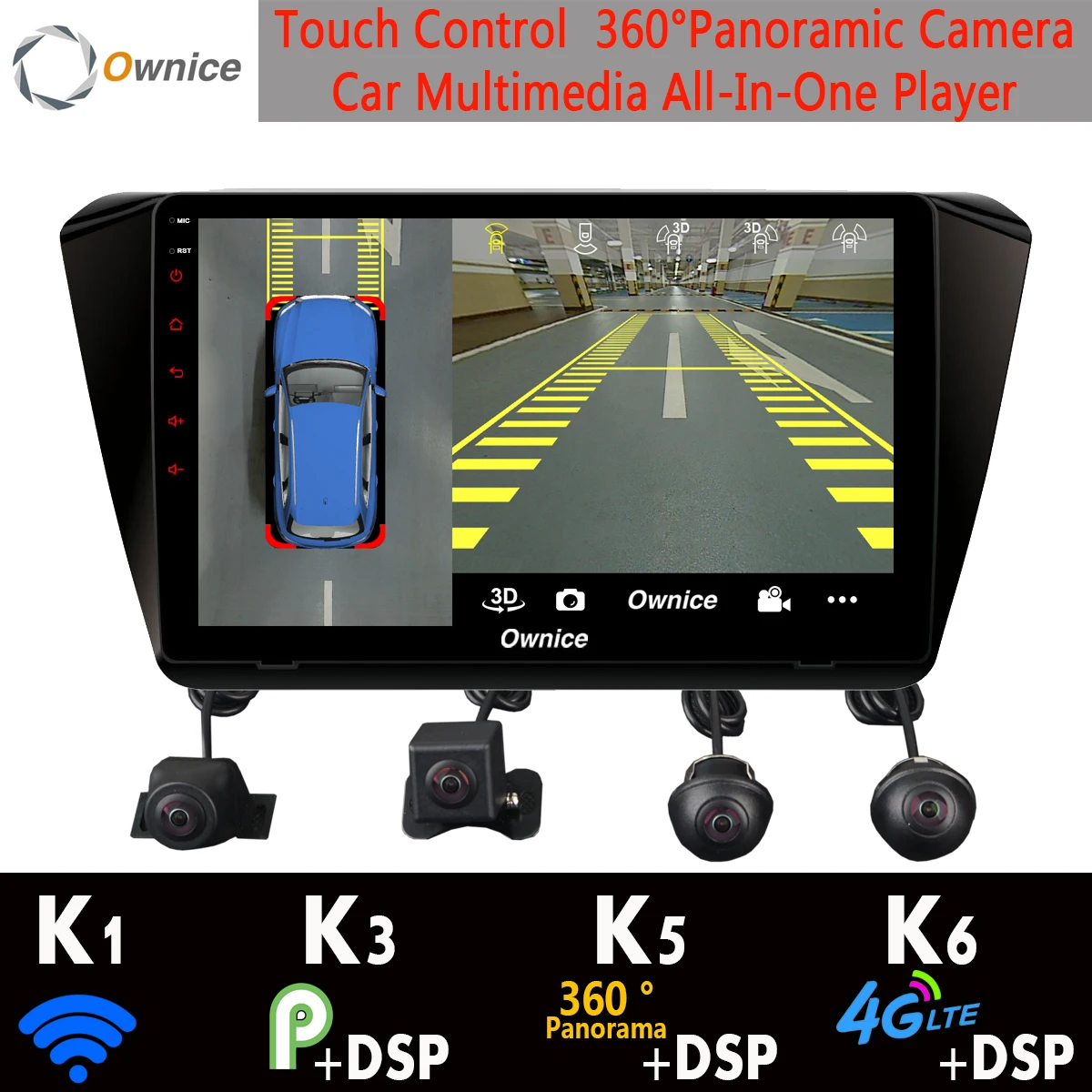 360 ° панорамная камера × 4 4G SIM WiFi Android 9.0 + 64G GPS радио DSP CarPlay автомобильный