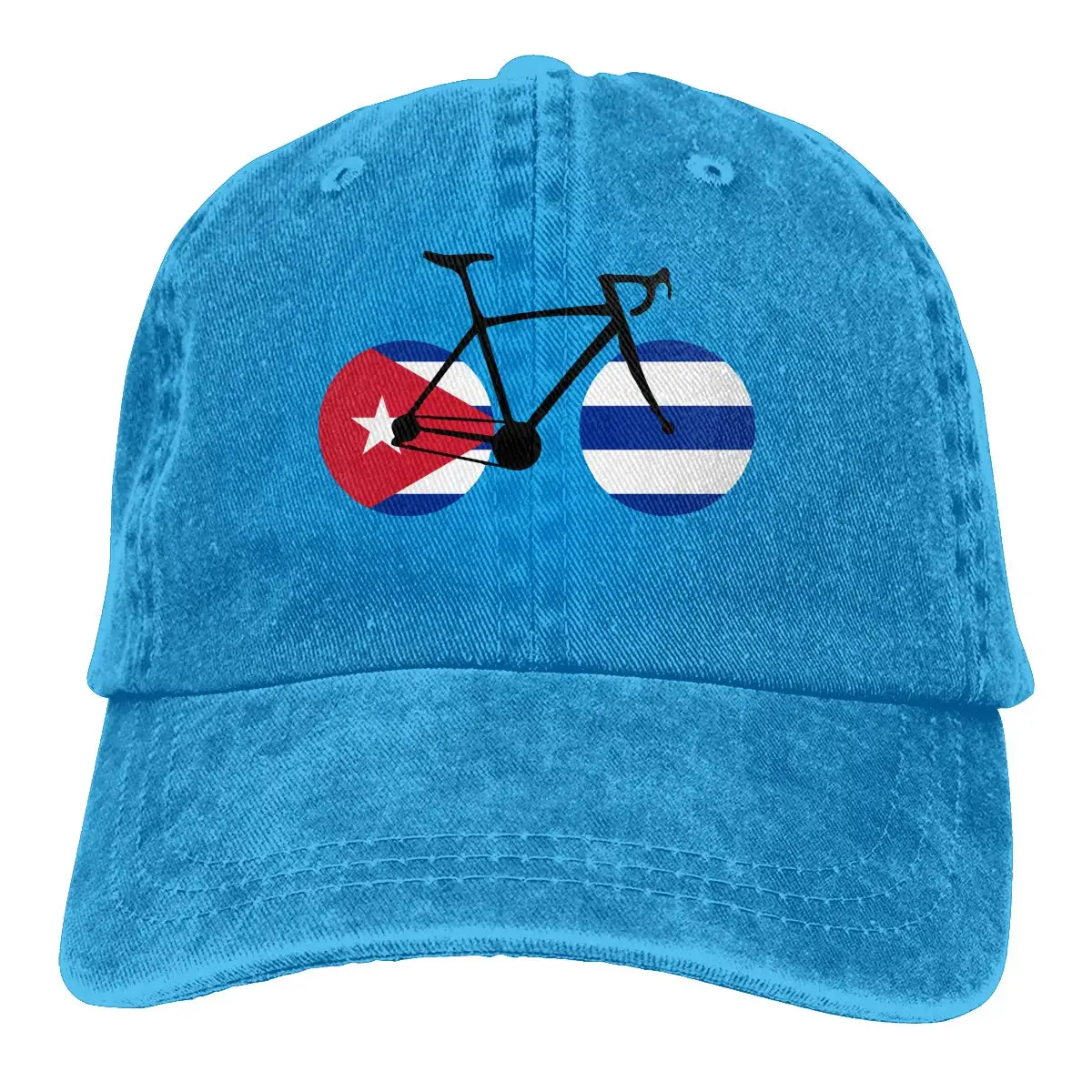 Мужская/Женская Регулируемая хлопковая джинсовая бейсболка с флагом Куба