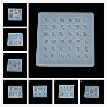 

Diy letters heart water drop tower button Craft Resin Pendent Mould Mini Miniature Jewelry Necklace Making Silicone Mold