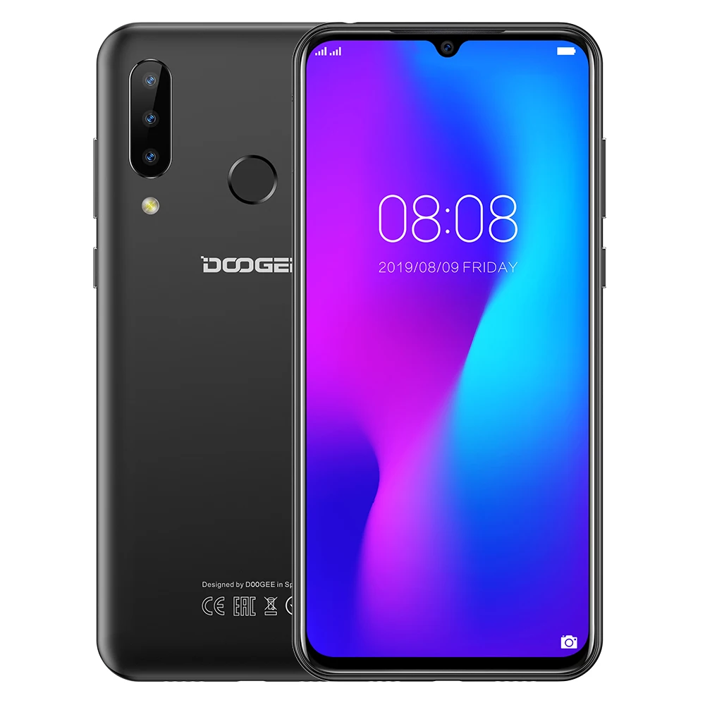 DOOGEE N20 смартфон 4 Гб+ 64 Гб 6,3 ''экран капли воды 16MP+ 16MP+ 8MP+ 8MP Android 9,0 MTK6763V Octa Dual 4G 4350mAh мобильный телефон - Цвет: Черный