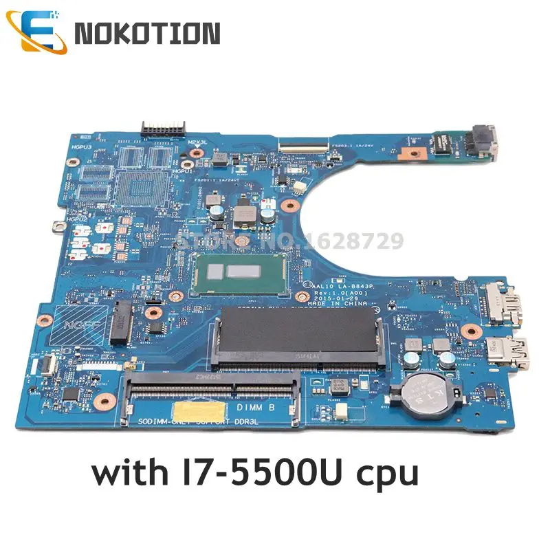 NOKOTION материнская плата для ноутбука Dell inspiron 5458 5558 5758 Материнская плата ноутбука CN-0RC3PN 0RC3PN AAL10 LA-B843P SR23W I7-5500U Процессор