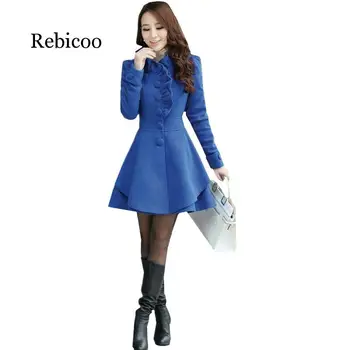 

Windbreaker 2019 autumn new Korean women's stand collar fashion Slim single-breasted long-sleeved long coat