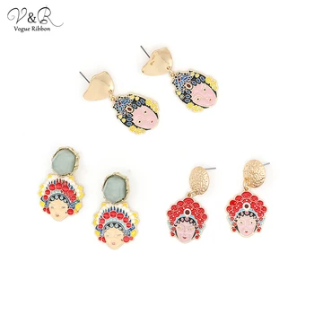 

DIY Handmade Jewelry Making Enamel Opera Figure Bead Charms Pendants Drop Dangle Earring Set Components Fashion Jewelry DIY-142