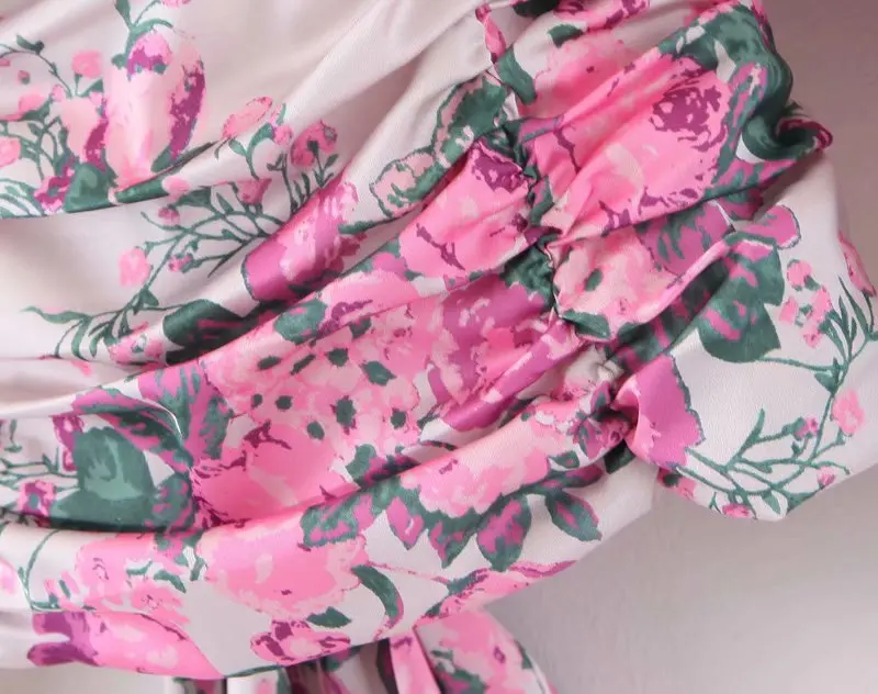 Bazaleas, Ретро стиль, длинный рукав, blusas mujer de moda,, весна, дворец, розовый, цветочный принт, женская блузка, тонкая, открытая, рубашка