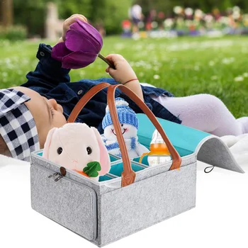 

Baby Felt Cloth Storage Bag Portable Foldable Diaper Caddy Table Organiser Toy Storage Basket Multi-functional Car Organizer