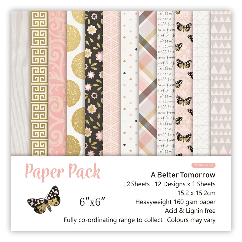 

ZFPARTY 12pcs 6" Single-side Printed Better Tomorrow creative papercraft art paper handmade scrapbooking kit set books