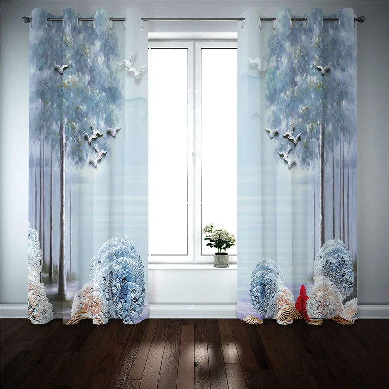 Роскошные занавески для фотографий 3D гостиной спальни с изображением дерева