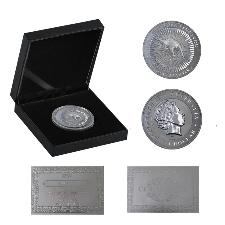 Coin with box RH посеребренный Австралийский кенгуру узор памятная елизания II коллекция монет для деловых подарков креативный подарок - Цвет: Coin with box
