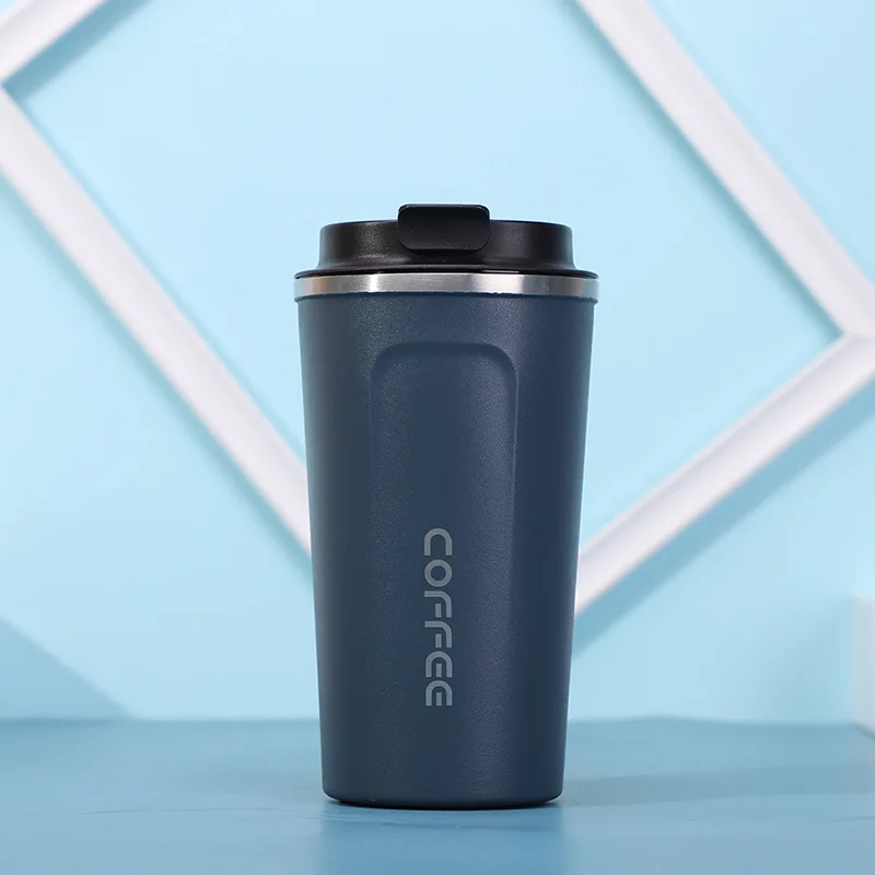Dark Blue 380/510 мл кофейная кружка, двойная кружка из нержавеющей стали для путешествий, термос с вакуумной изоляцией, кружка с крышкой для путешествий, фляжка для воды - Цвет: Dark Blue