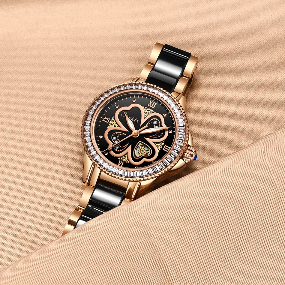 pulseira de cerâmica criativa de ouro rosê, relógio de pulso feminino