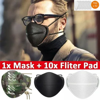 

Silica Gel Face Mask Adult Washable Mask PM 2.5 Protective Reusable Dust Mouth Masks Mouth Muffle +10pcs Carbon Filters