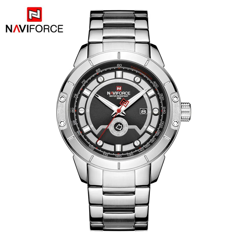 NA916605 without box NAVIFORCE модные новые мужские часы спортивные водонепроницаемые Топ брендовые роскошные мужские наручные часы Военная нержавеющая сталь кварцевые мужские часы 9166 - Цвет: NA916605 without box