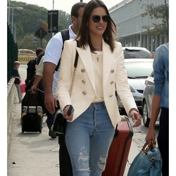 2021nova moda clássica 2021 estilo estrela designer jaqueta feminina fino encaixe botões de metal blazer plus size S 4XL
