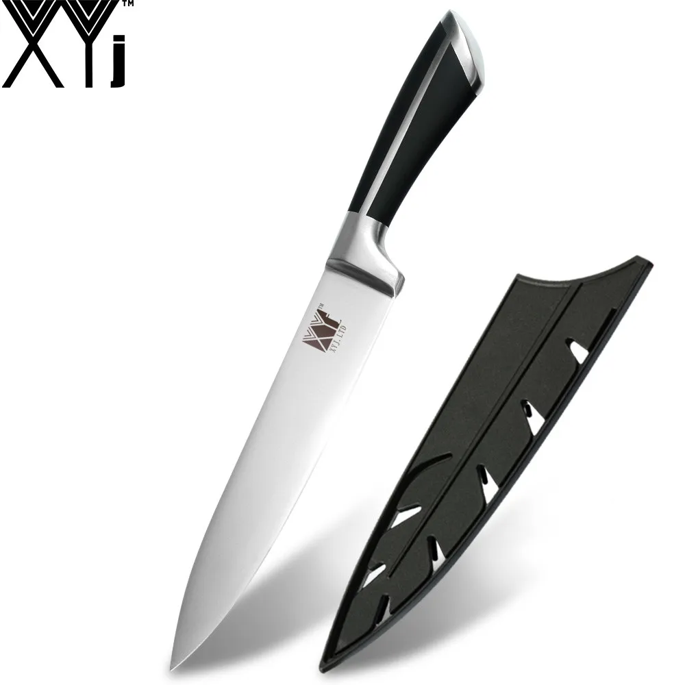 XYj 6 шт., набор кухонных ножей из нержавеющей стали 3CR13, острое лезвие, изогнутая ручка, нож для нарезки хлеба, Santoku, нож для очистки овощей, инструмент - Цвет: B.8 CHEF KNIFE