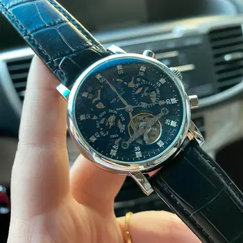 

Patek- Philippe- New Automatic Mechanical Men Watch Silver Blue Stainless Steel Transparent Sapphire Glass AAA Glide Watches 665