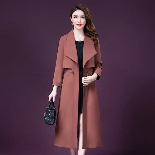 

2019 Autumn New Style Korean Version Female Age Reducing Long Windbreaker Comfortable Temperament Fashion Leisure Women Clothes
