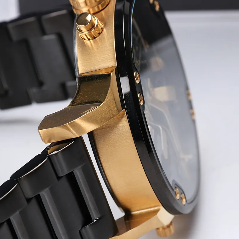 KUERST мужские золотые часы люксовый бренд водонепроницаемые спортивные кварцевые часы с хронографом наручные часы с четырьмя часовыми поясами мужские
