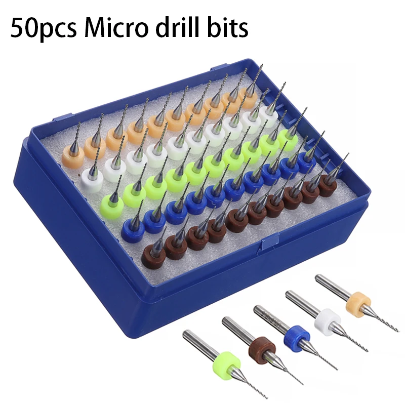 50pcs/kit 0.50.9mm Print Circuit Board Drill Bits Tungsten Micro Drill