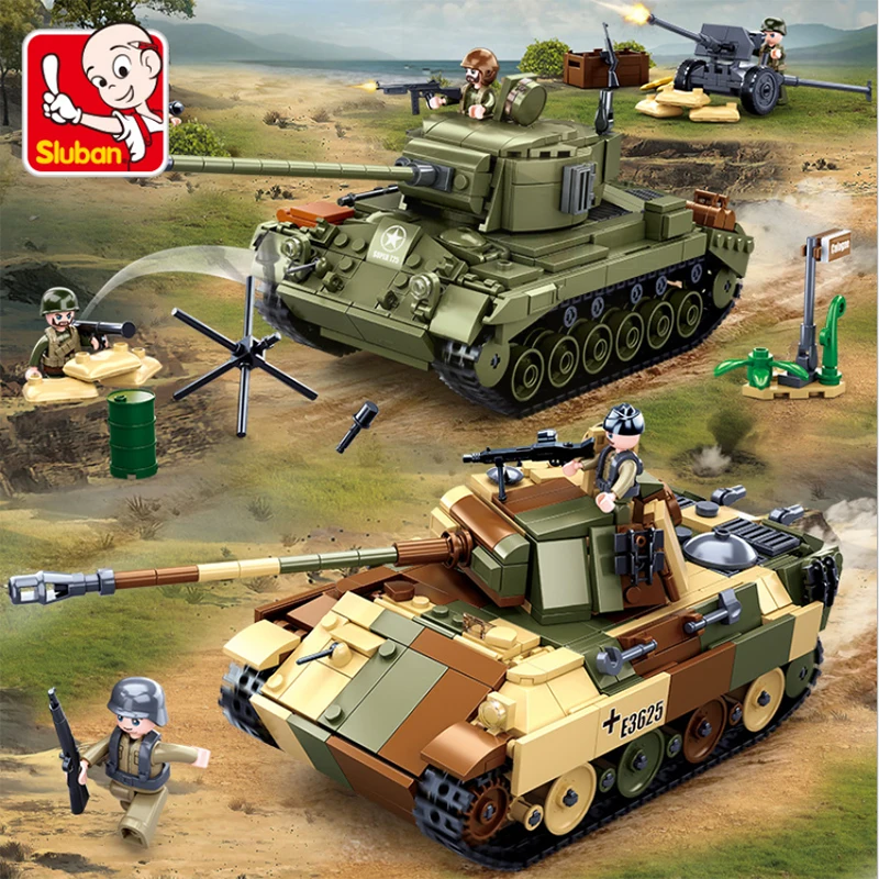 Sluban Ww2 Military Army Tank Vehicle Armored Car Fighter Panzer Truck  Building Blocks Soldiers Figures Model Bricks Toys Kids - Blocks -  AliExpress