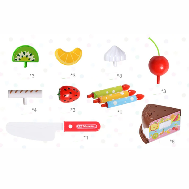 37 шт./компл. Малыш для DIY торта на день рождения игрушки пластиковые формы для шоколада резка фрукты еда ненастоящая игра игрушки набор безопасный милый детский игрушка-подарок для девочки