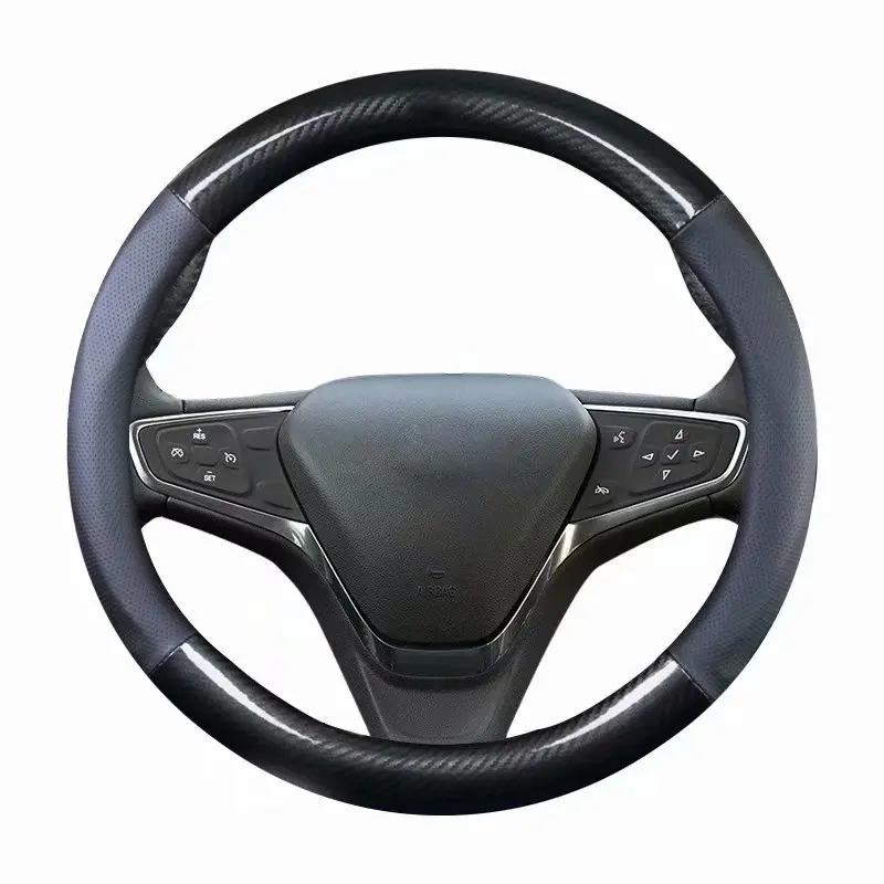 Кожаное Автомобильное рулевое силиконовое покрытие для руля 38 см 1" для сиденья Ibiza EL-BORN Leon TOLEDO Exeo Ateca Arona Tarraco Alhambra - Название цвета: A black no logo