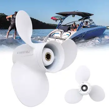 

9 1/4x10 1/2 Outboard Propeller 683-45943-00-EL White For Yamaha 9.9-20HP Aluminum Alloy 3 Blades 8 Spline Tooths R Rotation