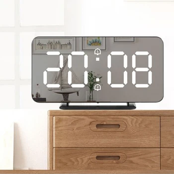 

3 Brightness Modes Alarm Clock Night Lights Temperature Table Clocks Digital Mirror Electronic Clock with Temperature